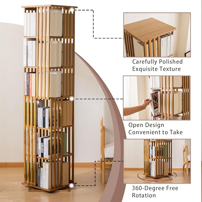 latifolia 6 Tier Book Shelf,Modern Bookshelves Organizer,Brown