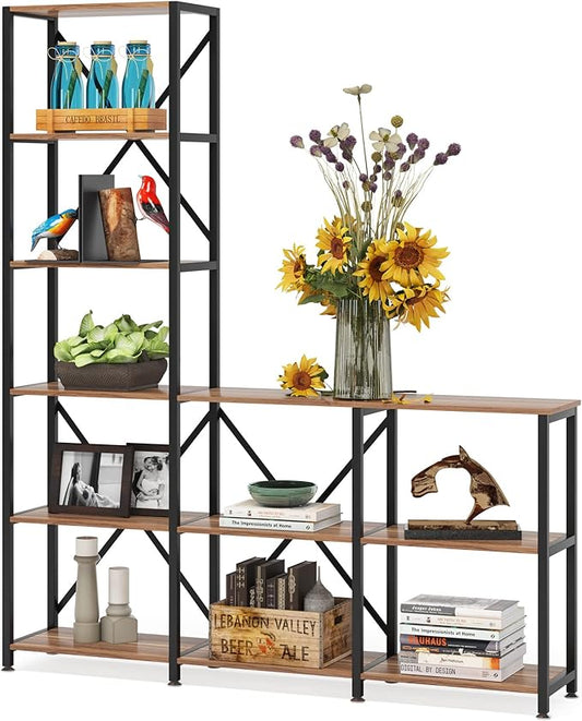 LITTLE TREE Modern Reversible 9 Shelves Bookshelves Cube Bookcase 6-Tier Display Open Shelf for Living Room