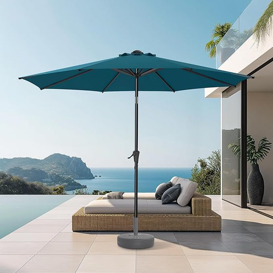 HOMSHADE Outdoor Patio Umbrella - Market Table Pool Deck Umbrella with Push Button Tilt, Crank, UPF50+ UV Protection and Sturdy Ribs, 3-Year Fade Resistance, 220GSM Solution-Dyed Fabric (No base)