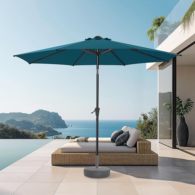 HOMSHADE Outdoor Patio Umbrella - Market Table Pool Deck Umbrella with Push Button Tilt, Crank, UPF50+ UV Protection and Sturdy Ribs, 3-Year Fade Resistance, 220GSM Solution-Dyed Fabric (No base)