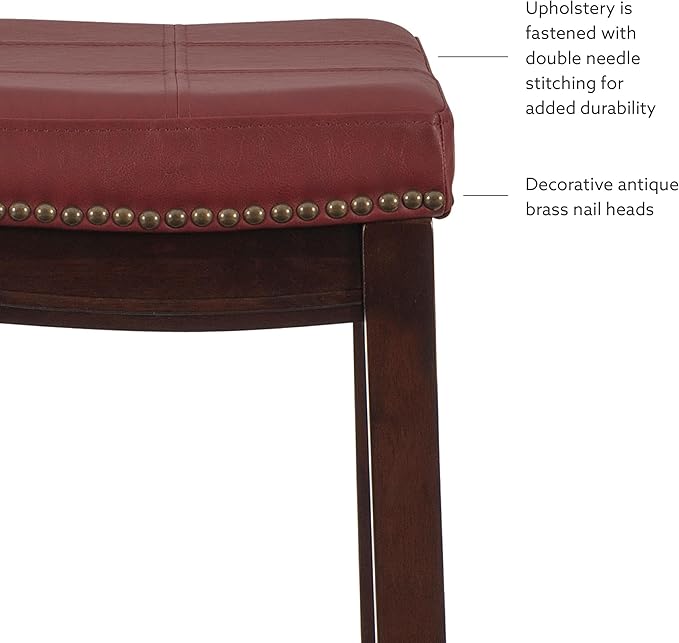 Linon Claridge Bar Stool, 32" x 18.75" x 13", Red