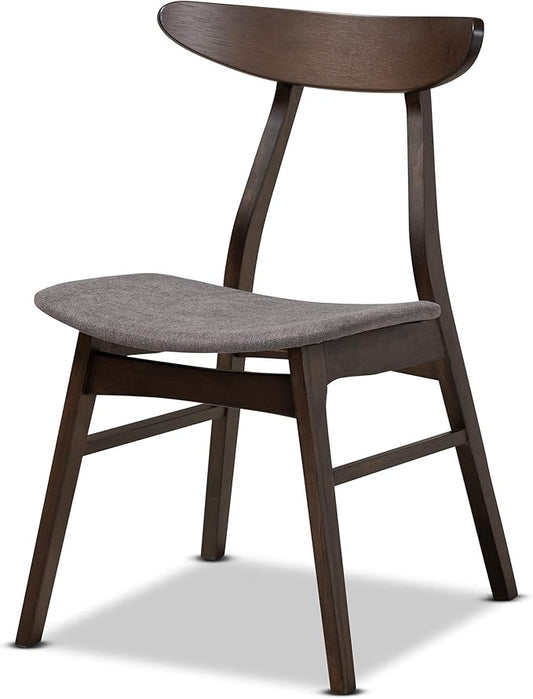Baxton Studio Cavan Dining Set Dining Set Dark Grey Fabric Upholstered Dark Oak Brown Finished 5-Piece Wood Dining Set
