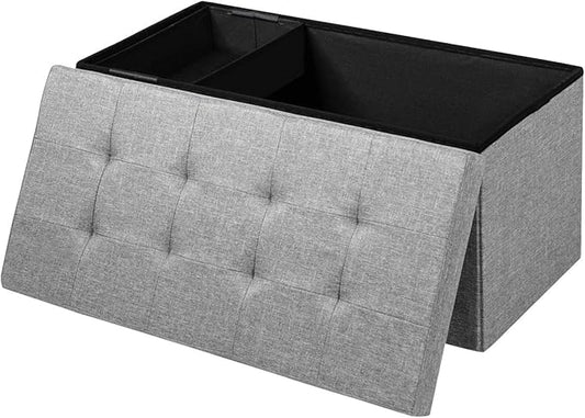 Giantex Storage Ottoman Footrest 31.5 Inch Fold-able Storage Organizers with Removable Storage Bin, Padded Seat for Living Room, Bedroom, Entryway