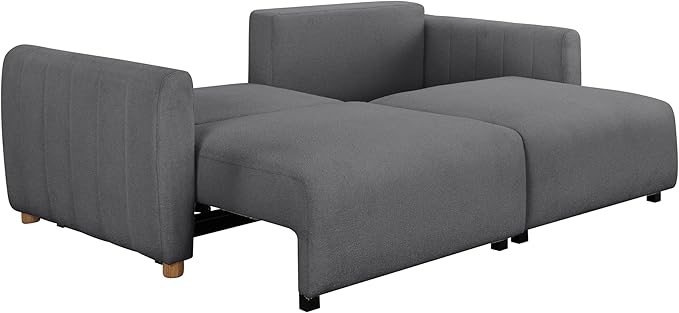 Serta Galway 91.7" Convertible Sleeper Sofa, Queen Size, Wall-Hugging Dreamglide Mechanism, Dreamcoil Comfort, Boucle Fabric, Charcoal