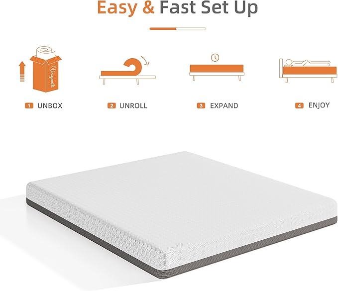 Vesgantti Queen Mattress, 8 Inch Gel Memory Foam Mattress for Cool Night & Pressure Relief, Medium Plush Feel with Motion Isolating,Breathable Removable Cover