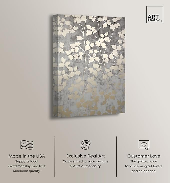 Art Remedy Silvery Gray Garden Canvas Elegant Floral Wall Art, Gallery Wrapped, 24" x 36"