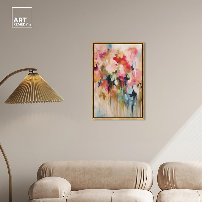 Art Remedy Soft Lush Pastel Canvas New Floral Wall Art, Gold Frame, 20" x 30"