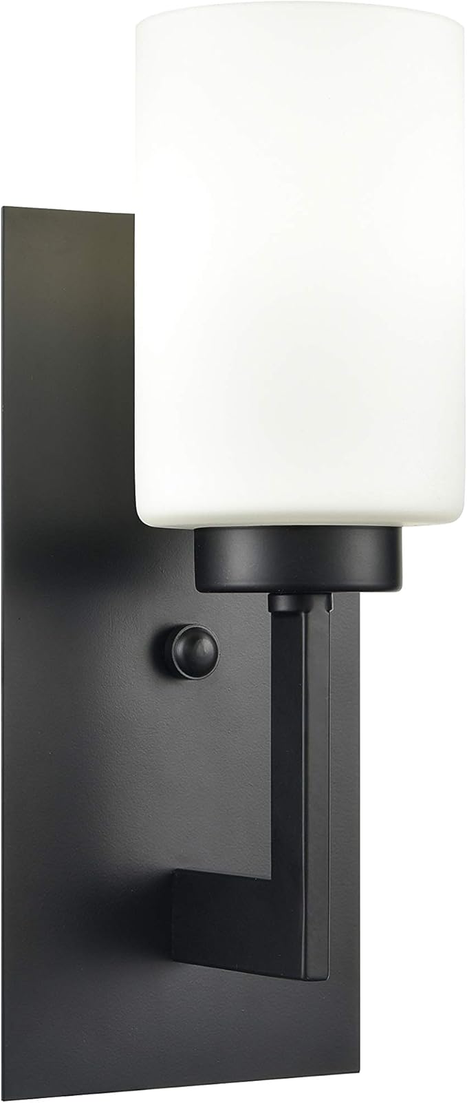 Linea di Liara Brio Black Wall Sconce with Frosted Glass Shade - Modern Wall Light Fixture for Bathroom, Vanity, and Hallway