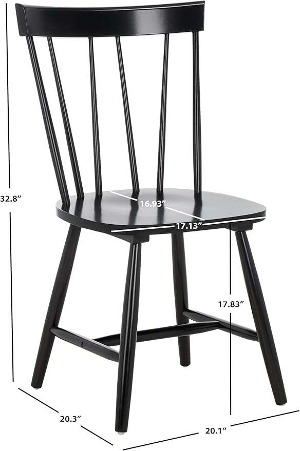 SAFAVIEH Home Collection Kealey Black Solid Wood Dining Chair Set of 2