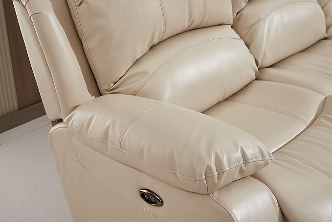 Betsy Furniture Power Reclining Bonded Leather Living Room Set (Beige, Sofa)