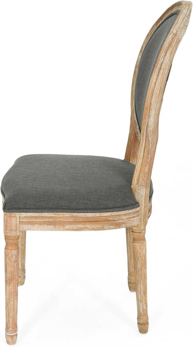 Christopher Knight Home Reed Upholstered Farmhouse Dining Chairs, Print and Dark Gray (Set of 2)
