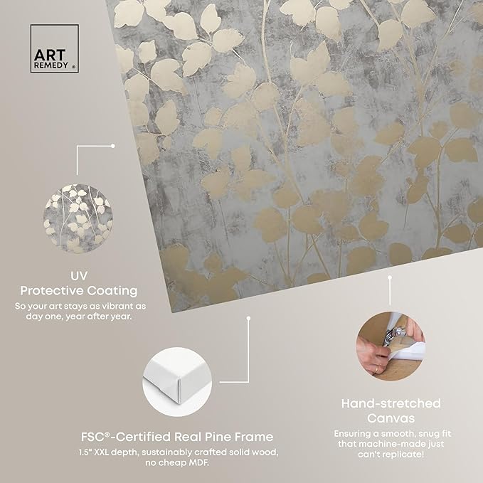 Art Remedy Silvery Gray Garden Canvas Elegant Floral Wall Art, Gallery Wrapped, 30" x 45"