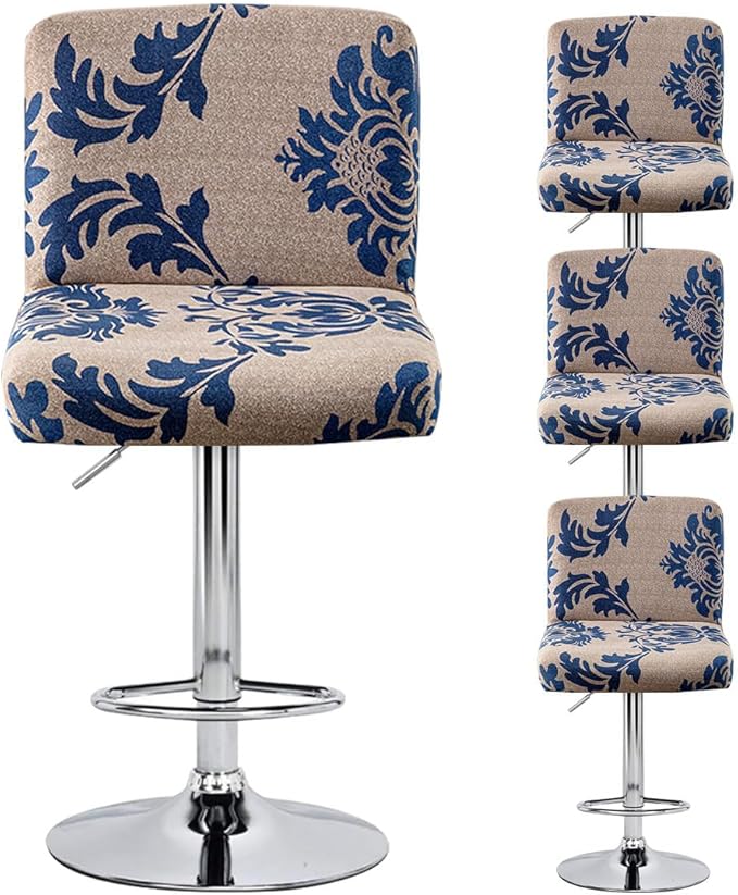 Levoberg Bar Stools Cover Set of 4 Printed Armless Swivel Barstools Slipcovers with Backs Stretch Square Counter Height Bar Stools Covers Mid Low Back Chair Cover for Kitchen Dining Room Bar #2