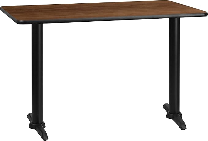 Flash Furniture 30'' x 48'' Rectangular Walnut Laminate Table Top with 5'' x 22'' Table Height Bases