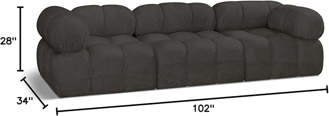 Meridian Furniture 611Brown-S102A Ames Collection Modern | Contemporary Modular Sofa with Rich Brown Boucle Fabric, Modular to Create Infinite Configurations, 102" W x 34" D x 28" H, Brown