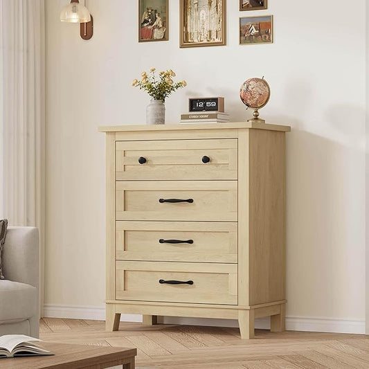 GarveeHome 4 Dresser for Bedroom, 34.8" Tall Vertical Drawer Dresser with Large Storage, Freestanding Wooden Closet Chest for Bedroom, Living Room