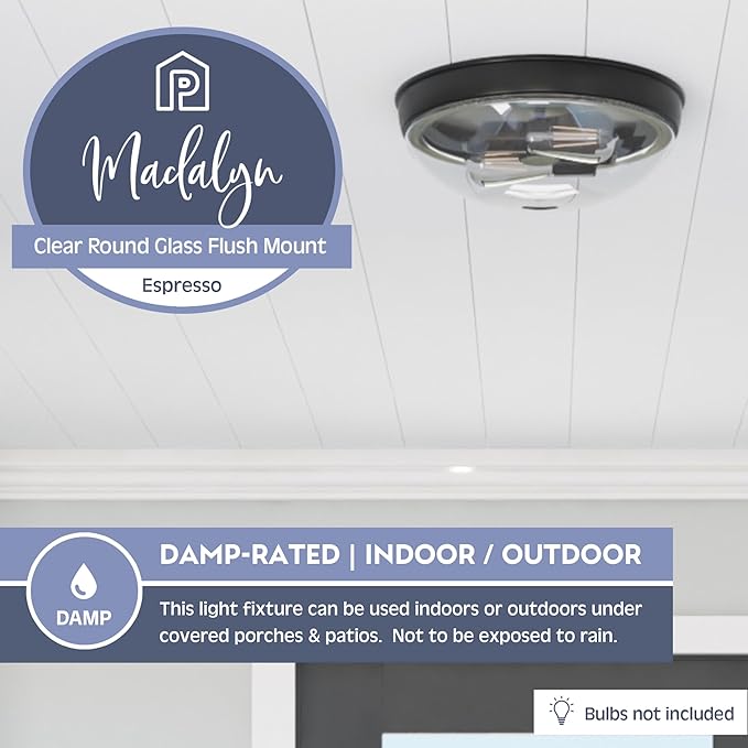 Prominence Home Madalyn 13" Bronze Flush Mount Clear Seeded Round Glass Ceiling Light - 51539-01 (Pack of 2)