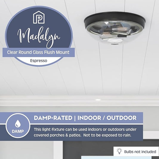Prominence Home Madalyn 13" Bronze Flush Mount Clear Seeded Round Glass Ceiling Light - 51539-01 (Pack of 2)