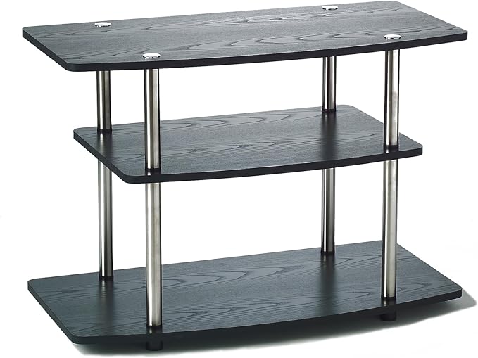 Convenience Concepts Designs2Go No Tools 3-Tier TV Stand 31.5" - Entertainment Center for TVs up to 37 Inches, Modern TV Console with Shelves for Living Room, Family Room, Black