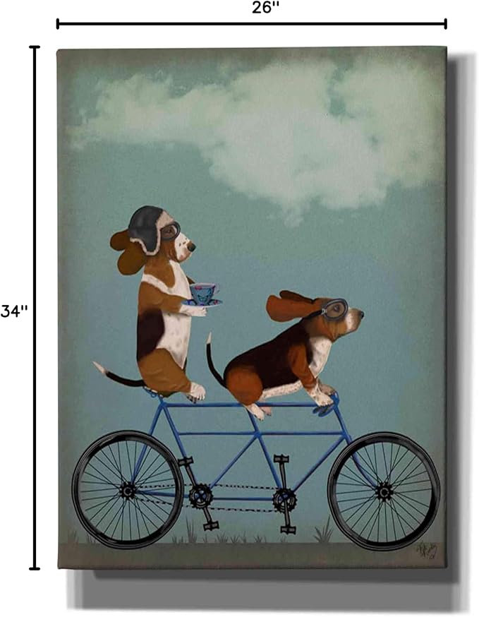 Epic Graffiti 'Basset Hound Tandem' by Fab Funky Canvas Wall Art, 26"x34"