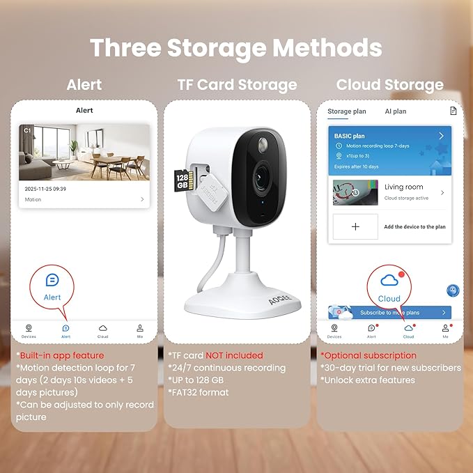 2K Cameras for Home Security-Outdoor/Indoor Camera for Dog/Cat/Pet/Nanny/Baby/Elderly, Color Night Vision, White Light, Siren, 24/7 SD Recordings, Works with Alexa, Plug in (C1-White-1pack-2.4G)