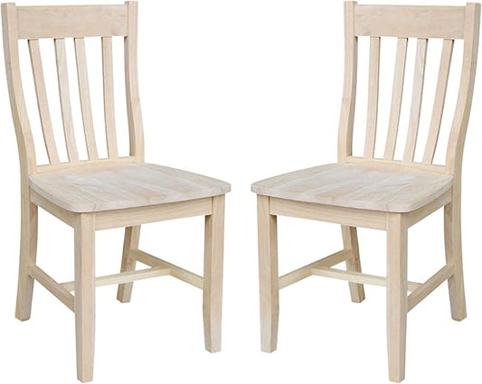 International Concepts Cafe Dining Chairs, Solid Parawood, Unfinished (Set of 2)
