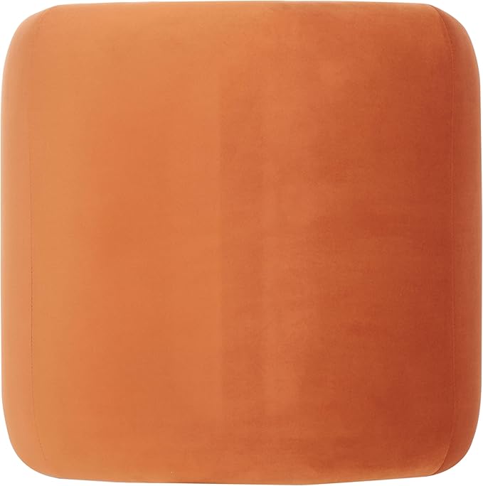 SAFAVIEH Home Collection Kibo Rust Velvet Curved Waterfall Ottoman Foot Stool (Fully Assembled)