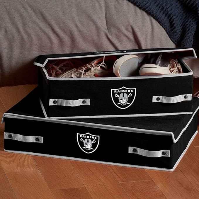 Franklin Sports NFL Under Bed Storage Bins - Folding Organizer Containers - NFL Team Office, Bedroom + Living Room Décor