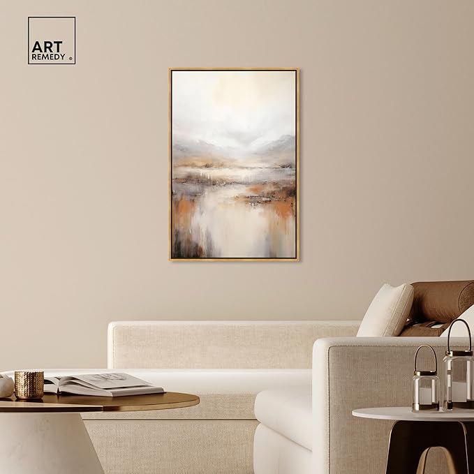 Art Remedy Natural Cascades Canvas Muted Abstract Wall Art, Gold Frame, 30" x 45"