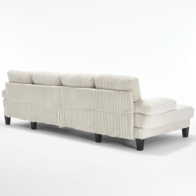 Eafurn Symmetrical U Shaped Sectional Sofa with Double Chaise Lounge,Modern Corduroy Upholstered Oversized Corner Couch, Deep Seat Comfy 4-Seater Sofa w/Pillow-top Armrest for Living Room