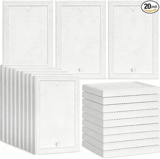 20 Pack Mid-Size Blank Wall Plates 1-Gang blank Switch Outlet Electrical Cover Plate Unbreakable Thermoplastic Faceplate for Light Receptacle Outlet Switch, Classic Beaded Relief Design, White