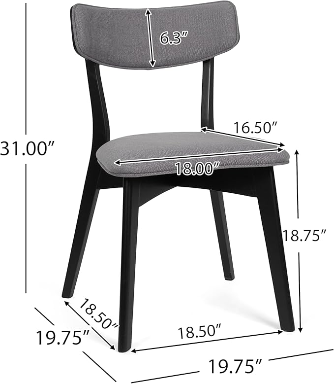 Chazz Upholstered Dining Chairs- Dark Gray/Matte Black (Set of 2)
