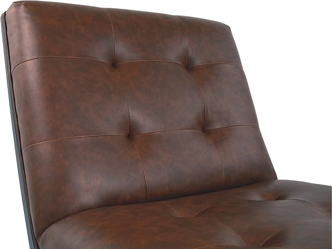 Signature Design by Ashley Sidewinder Mid-Century Modern Faux Leather Accent Chair, Brown