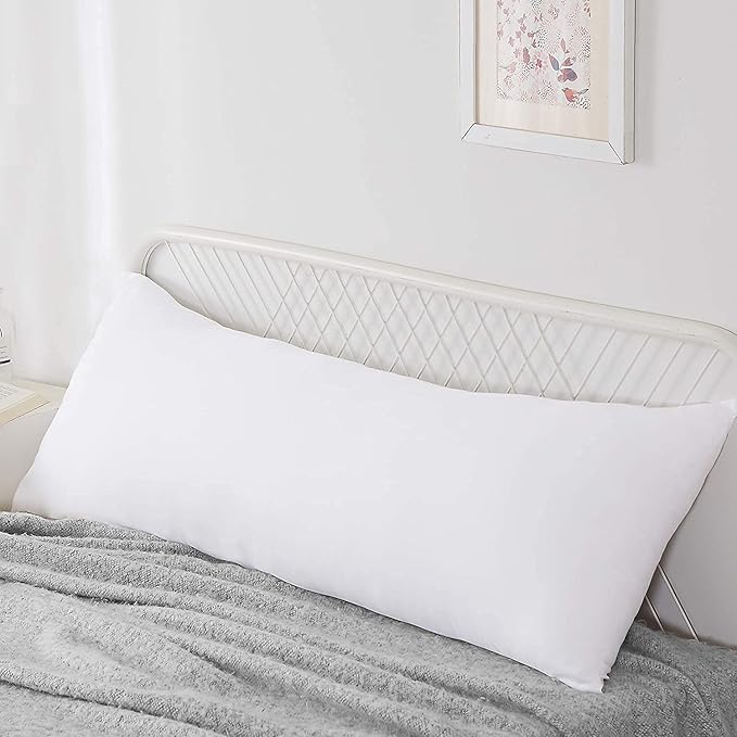 Acanva Fluffy Bed Sleeping Side Sleeper Body Pillow Insert, Long 20” x 60”, White
