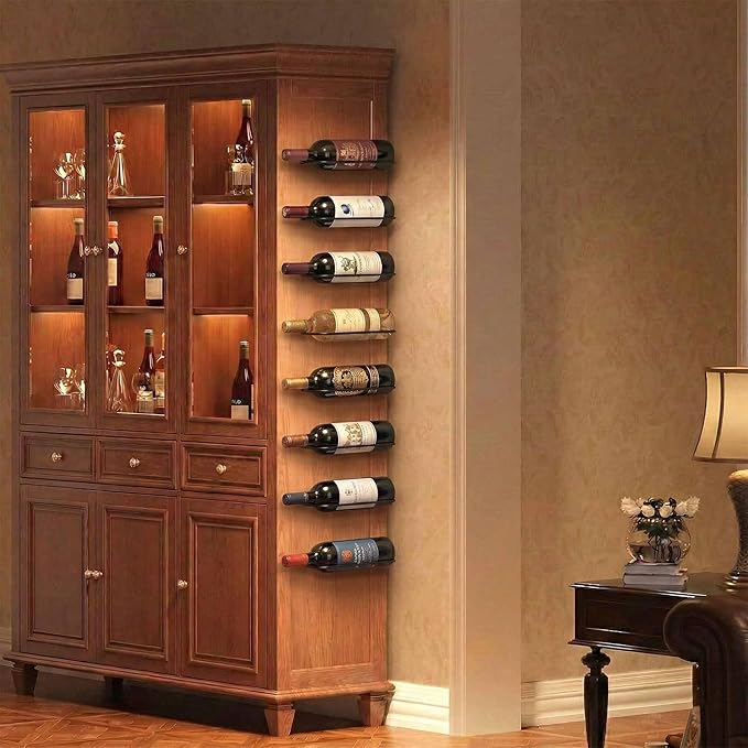 Wall Mounted Wine Rack: Individual Wall Wine Bottle Holder - for Wine Cellar Home Kitchen Bar Decor - 2Pcs