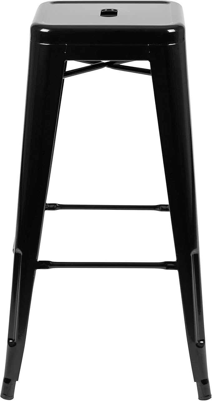 Flash Furniture Lily 30" High Metal Indoor Bar Stool in Black - Stackable Set of 4