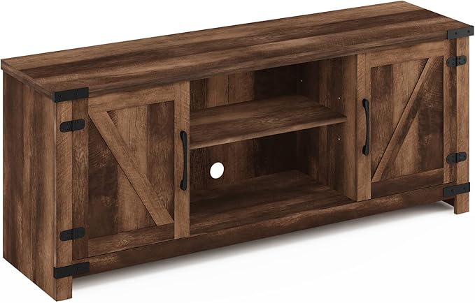 Furinno Cabinet Stand with Storage for TV up to 65 Inch, 70 Inch, Rustic Brown