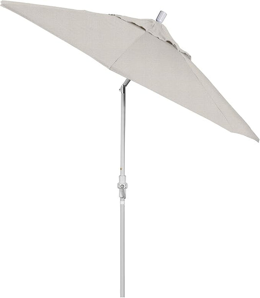 California Umbrella 9' Round Aluminum Pole Fiberglass Rib Patio Umbrella, Crank Lift, Collar Tilt, White Finish, Woven Granite Olefin