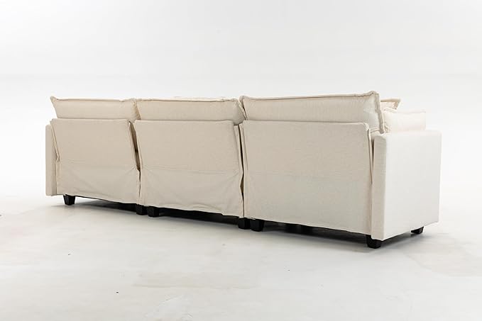 Eafurn Oversized Reversible Modular Sectional Sofa with Movable Ottoman, Convertible L Shaped Corner Couch Modern Chenille Sofa Set w/Double Layers Seat Cushions for Living Room Apartment