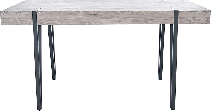 SAFAVIEH Home Collection Alyssa Mid-Century Rustic Industrial Dining Room Table DTB7000C, Grey Oak/Black Legs