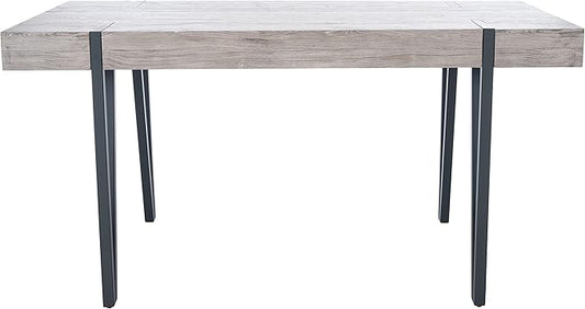 SAFAVIEH Home Collection Alyssa Mid-Century Rustic Industrial Dining Room Table DTB7000C, Grey Oak/Black Legs