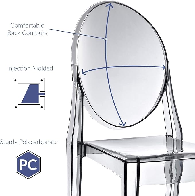 Modway Casper Modern Acrylic Stacking Kitchen and Dining Room Chair in Smoke - Fully Assembled