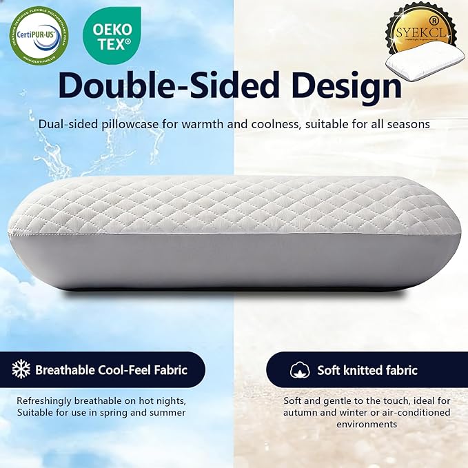 Memory Foam Pillow for Neck and Shoulder Pain Relief, Medium Firm with Reversible, Washable Cover for All Seasons Perfect for CPAP Users, Side, Back, and Stomach Sleepers(16 × 28 × 4 in)