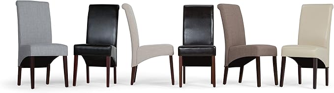 SIMPLIHOME Avalon Dining Chairs - Upholstered Solid Hardwood and Linen-Style Fabric Parsons Chair Set in Dove Grey, Contemporary Dining Room Seating with Curved Back and Cushioned Seat (Set of 2)