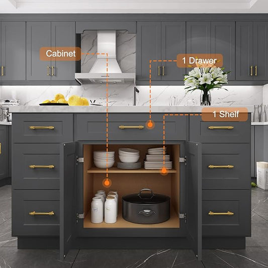 LOVMOR Kitchen Base Cabinets, Sideboard Storage Cabinet, Entryway Cabinet with 1-Drawer & Adjustable Shelf, 24" W X 24" D X 34-1/2"H