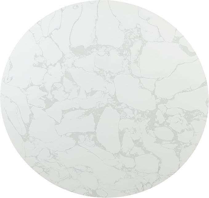 Acme Clayten Wood & Artificial Marble Round Dining Table in White & Espresso