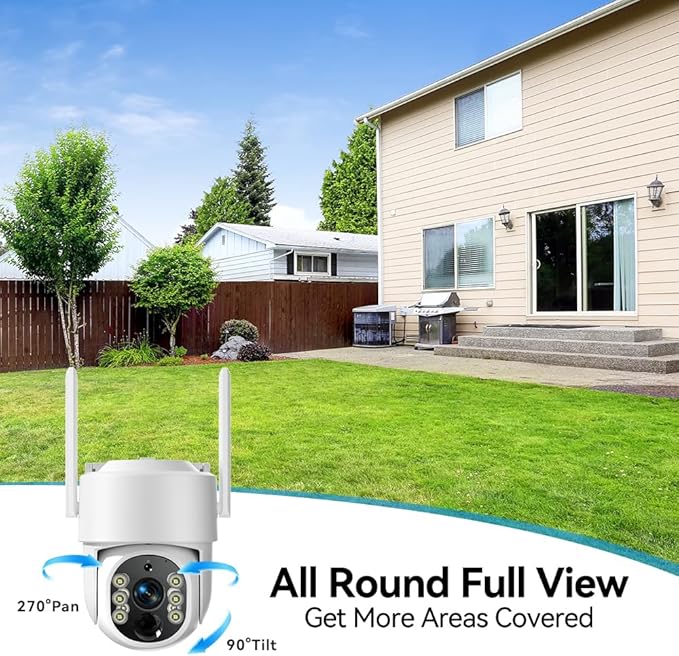 Solar Security Cameras Wireless Outdoor, 2K 360° View Solar Powered WiFi 4MP Security Camera for Home Security with Color Night Vision, PIR Detection, 2-Way Audio, Motion Alert, Easier to use