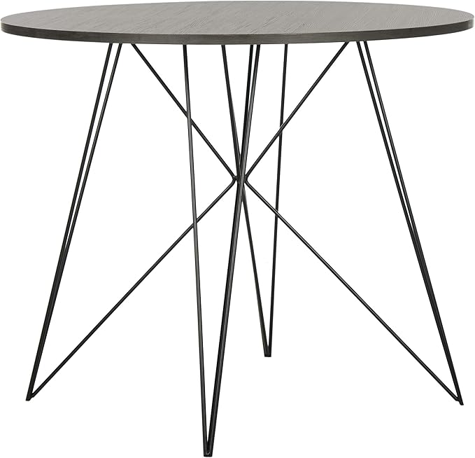 SAFAVIEH Home Collection Marino Mid-Century Modern Dark Grey Hairpin Leg Round Dining Table