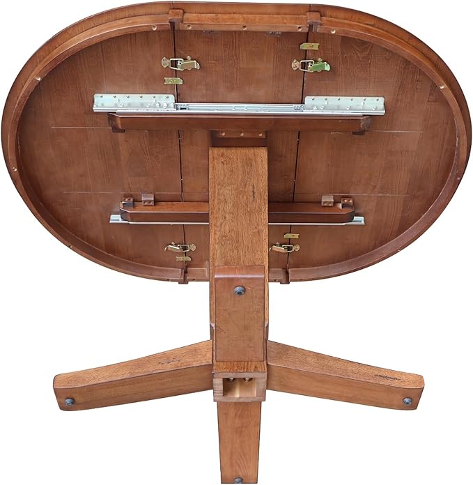 IC INTERNATIONAL CONCEPTS 36" Solid Wood Round Top Pedestal Dining Table with 12" Leaf - 30.1" H