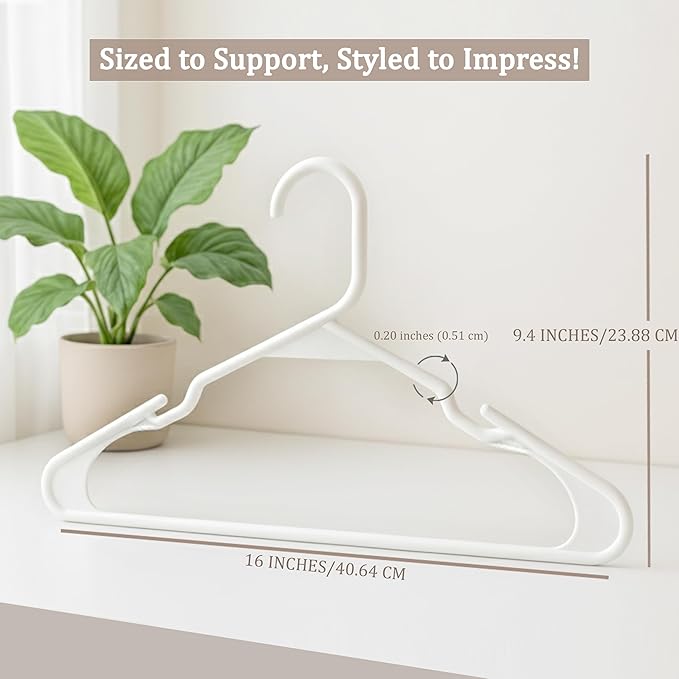 Utopia Home Clothes Hangers 20 Pack - Plastic Hangers Space Saving - Durable Coat Hanger with Shoulder Grooves (White)